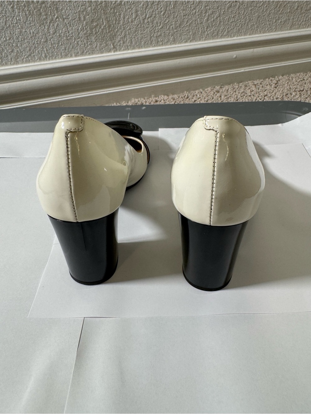 Michael Kors Black & White Patent Leather with Black Accent Buckle / Black Heel - Picture 13 of 16